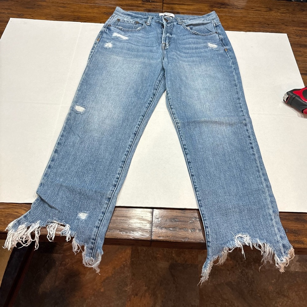 PISTOLA Cassie Crop High Rise Straight Jeans Women’s 29 Blue Distressed Used